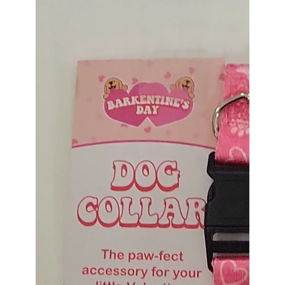 Pink Paw Prints And Hearts Valentines Dog Collar Fits Most Small To Medium‎ Dogs